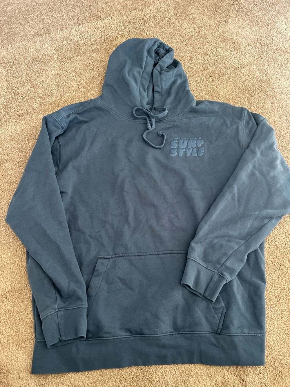 Surf Style Daytona Beach Puff Tone On Tone Garment Dye Hoodie
